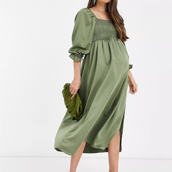 Beautiful green maternity midi dress 💚💚 - Picture 3 of 8